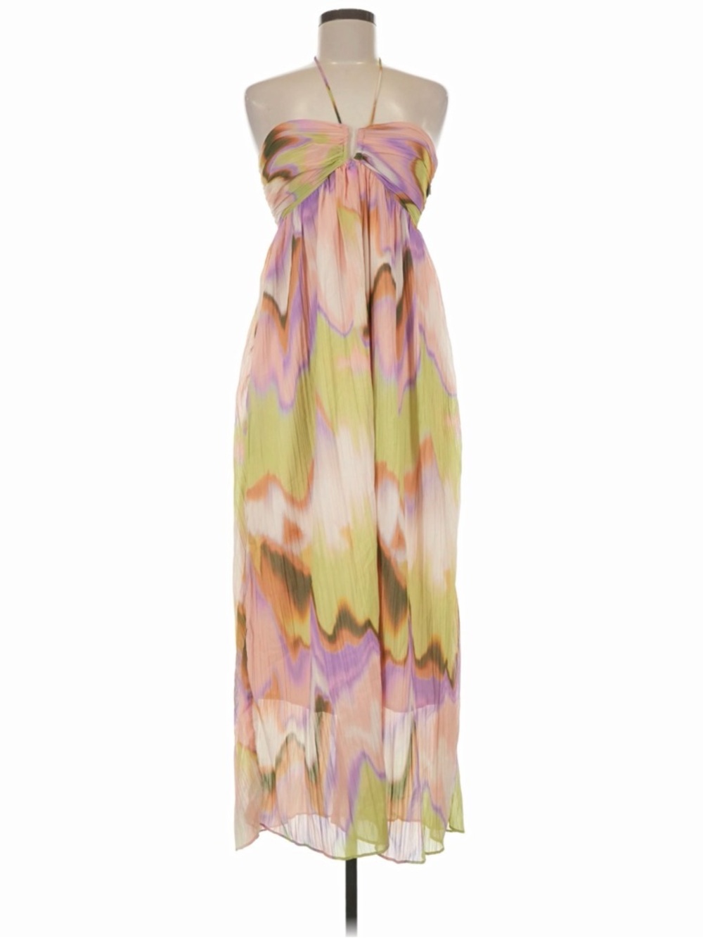 Steve Madden Strapless Pastel Maxi Dress in Lavender, Lime & Peach